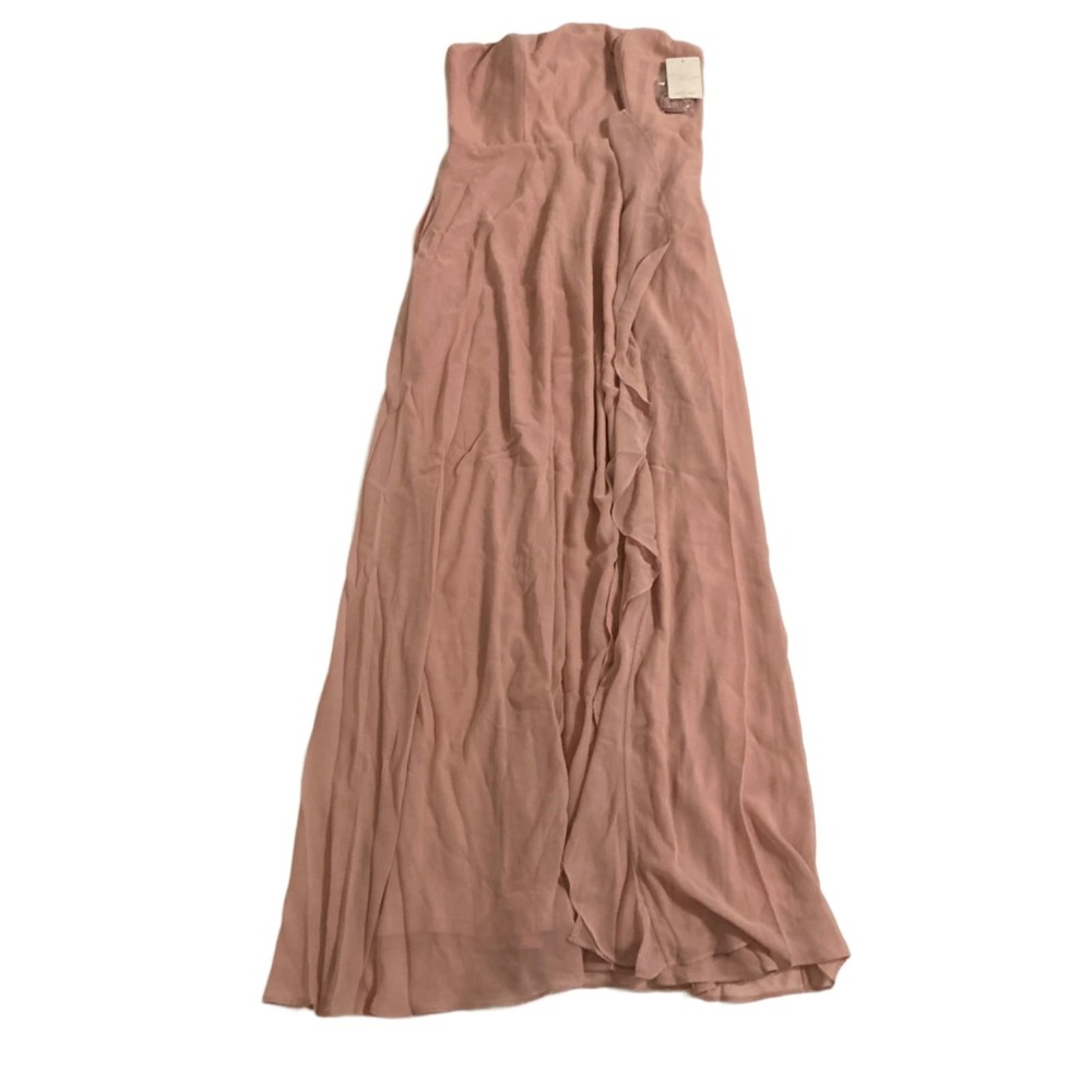 Birdy Grey Winnie Chiffon Bridesmaid Dress Large Dusty Rose Strapless Maxi NWT